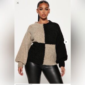 Colorblock Sweater - Black and Tan